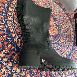 Torrid Black Faux Leather Corset Back Knee-High Boot Size 11